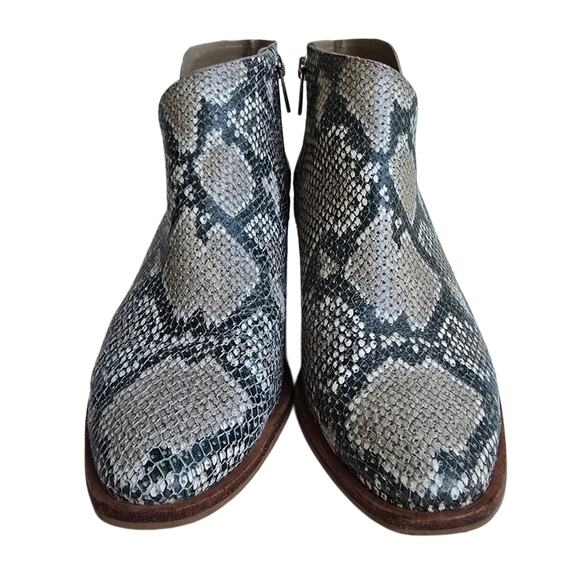 Snake Print Booties Vince Camuto Arendara Size 10 Gray Cream Leather Side Zip - Picture 2 of 12
